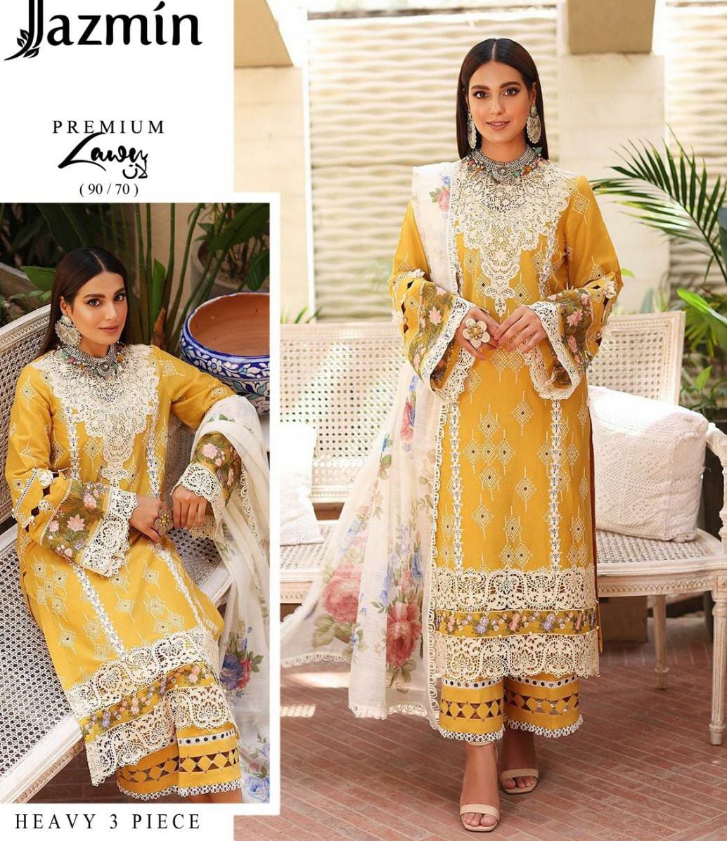 Elegant Lawn Embroidered Suit with Bamber Chiffon Dupatta 💖