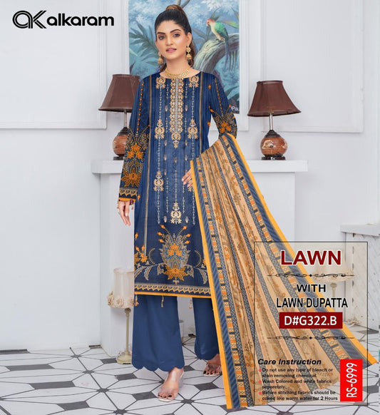 Charming 3-Piece Lawn Unstitched Fabrics for Women